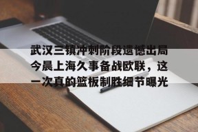 爱游戏官网网页版入口-武汉三镇冲刺阶段遗憾出局今晨上海久事备战欧联，这一次真的篮板制胜细节曝光的简单介绍